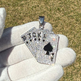 Playing Cards Pendant Silver Tone Stainless Steel with Rope Chain